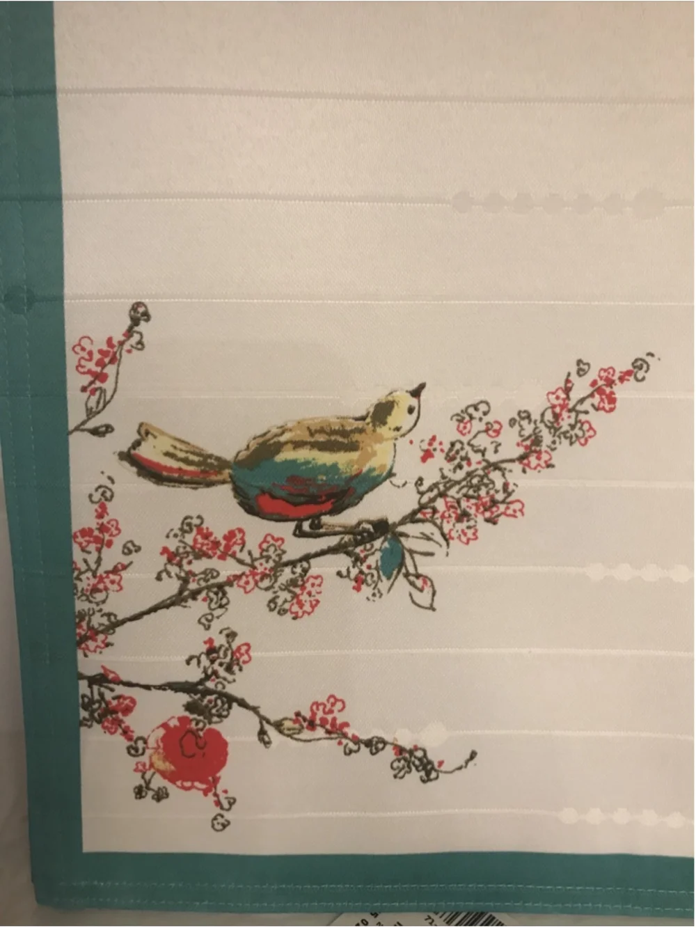 8 Lenox Chirp Placemats Microfiber White Teal Blue Floral Spring Cherry Blossoms